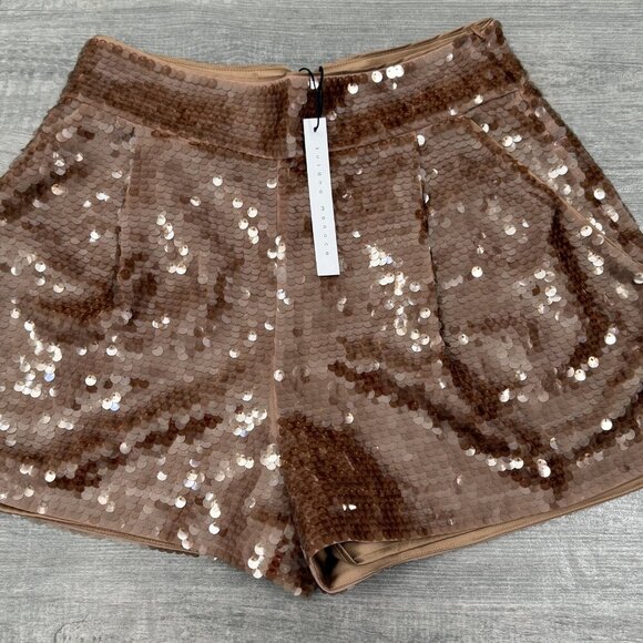 Susana Monaco Sheer Sequin Short Brown Size Medium - Picture 7 of 9